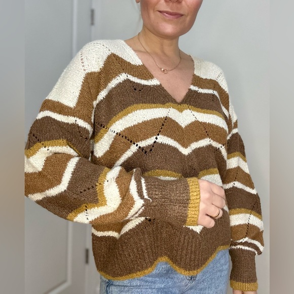 Multi Zig-Zag Stripe Pointelle Sweater - Picture 5 of 8